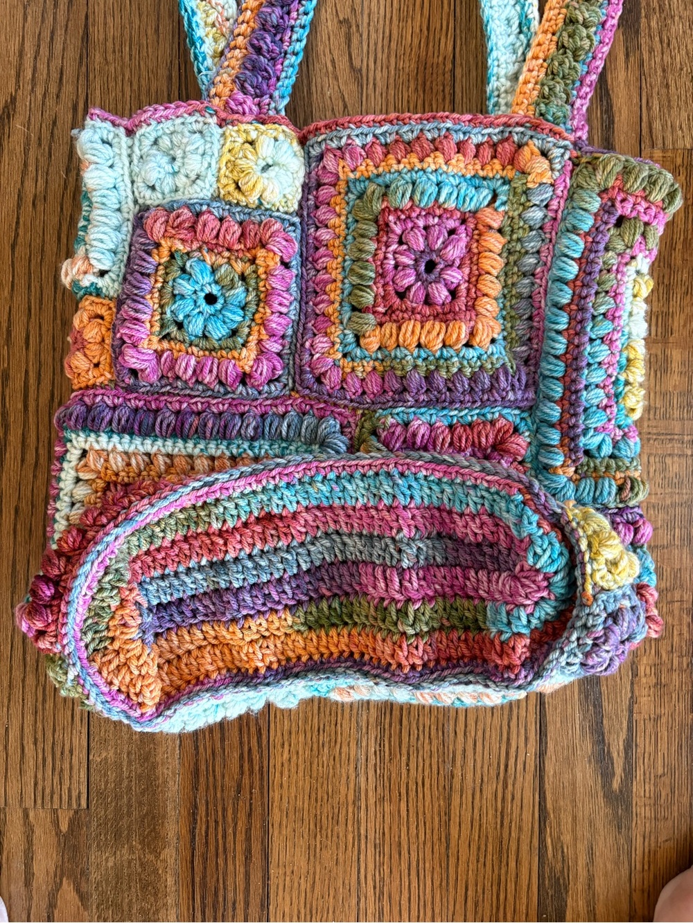 HANDMADE - Multicolor Crochet Square Patchwork Bag - Picture 4 of 8